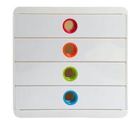 EXACOMPTA Module de classement Pop-Box 4 tiroirs Black Office - Blanc/arlequin