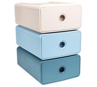 Exacompta - Réf. 315406D - Carton de 3 modules de classement Tiny Box 1 tiroir Skandi superposable - Dimensions extérieures : Profondeur 19 x largeur 26,5 x Hauteur 10 cm - Assortis