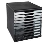 Exacompta Modulo A4 - Module de classement 10 tiroirs - Noir - Façades assorties grises