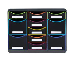 EXACOMPTA Moule de classement Storebox Multi 11 tiroirs Black Office - Noir/arlequin