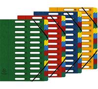 EXACOMPTA NATURE® FUTURE, trieur en carton manille avec élastiques d'angle, A4, 24 x 32 cm, 24 compartiments, assortis (4 pièces), vous recevrez 1 paquet de 4 pièces
