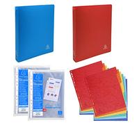 EXACOMPTA PACKRDCAMZE - Lot de 2 classeurs souples en PP + 2 sachets de 50 pochettes perforées lisses + 2 paquets de 6 intercalaires en carte lustrée