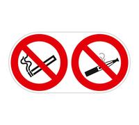 Panneau polypropylène non adhésif Interdit de vapoter et fumer 30x15 cm - Rouge