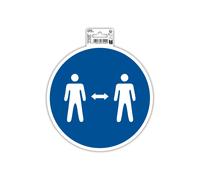 EXACOMPTA Panneau PP adhésif antidérapant Gardez vos distances 20 cm - Bleu