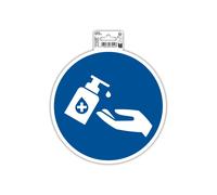 Exacompta Panneau rond autocollant Gel main obligatoire Stop Covid PVC antidérapant 20 cm Bleu