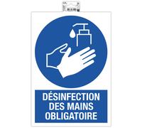EXACOMPTA Panneau PVC adhésif antidérapant Désinfection obligatoire 23 x 33 cm - Bleu