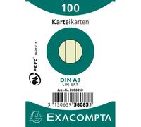 Exacompta Paquet 100 Fiches Bristol A8 Travers Vert