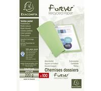 Exacompta Chemises rigides Forever® 220 g/m² Pack 100 – 100% recyclées cert. Ange Bleu – A4 fuchsia