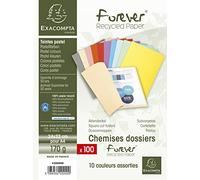 Exacompta Paquet de 100 Chemises Semi Rigides Forever® 170 g/m2 Assorties