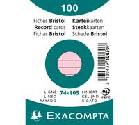 Exacompta - Réf. 10830SE - Paquet de 100 fiches bristol lignées non perforées - sous film - compatibles avec imprimante jet d'encre, laser et photocopieur - format 74 x 105 mm - couleur rose