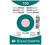Exacompta Paquet De 100 Fiches Bristol A7 Rose Ligné S/S Film