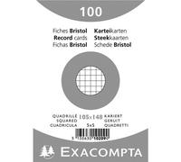 Exacompta Paquet De 100 Fiches Bristol Blanc 105/148 5x5 S/Film