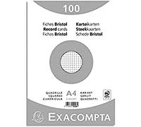 EXACOMPTA Paquet de 100 Fiches BRISTOL BLANC 210/297 5X5 S/FILM
