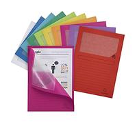 EXACOMPTA Paquet de 25 pochettes coins en carte 120g avec fenêtre, assortis vif