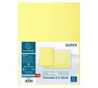 EXACOMPTA Paquet de 50 chemises 2 rabats carte 250 grammes 24x32 cm Canari