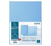 Exacompta Chemises 2 rabats SUPER 250 – Paquet de 50, 24 x 32 cm Bleu clair