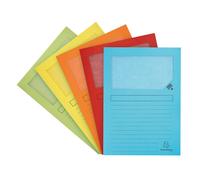 EXACOMPTA Paquet de 50 chemises à fenêtre à soufflet SUPER 160g/m2 - 22x31cm - Couleurs assorties