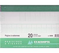 EXACOMPTA Piqûre 20 colones sur 2 pages 24 lignes 80 pages 250 x 320 mm