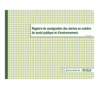 EXACOMPTA Piqûre 24x32cm - Registre de consignation des alertes en matière de santé publique et d'environnement - 20 pages