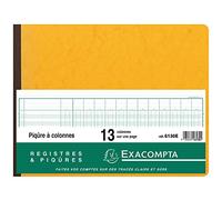 Exacompta - Réf. 6130E - 1 Piqûre 13 colonnes sur 1 page - 31 lignes - 80 pages foliotées -format 250x320mm -couverture en carte lustrée certifiée FSC -4 couleurs aléatoires, jaune, bleu, rouge, vert