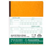 EXACOMPTA Piqûre 32x25cm Journal de caisse ou banque 5 débit - 5 crédit 33 lignes 80 pages - Couleurs assorties