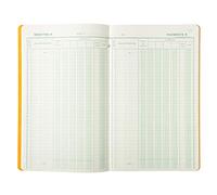 Exacompta - Réf. 7500E - 1 Piqûre JOURNAL DE CAISSE OU BANQUE - 2 libellés - 5 Débit et 5 Crédit - 31 lignes - 80 pages foliotées - format 320x195 mm - 4 couleurs aléatoires, jaune, bleu, rouge, vert