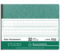 EXACOMPTA Piqûre "tête paresseuse" 297 x 380 mm 35 lignes 32 colonnes sur 2 pages 80 f