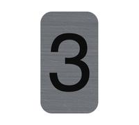 EXACOMPTA Plaque adhésive imitation Aluminium Chiffre 3 2,5x4,4 cm - Gris