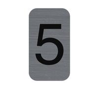 EXACOMPTA Plaque adhésive imitation Aluminium Chiffre 5 2,5x4,4 cm - Gris