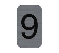 EXACOMPTA Plaque adhésive imitation Aluminium Chiffre 9 2,5x4,4 cm - Gris
