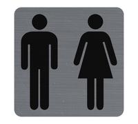 Exacompta Plaque signalétique adhésive carrée Toilettes Dame / Homme - Gris / Noir