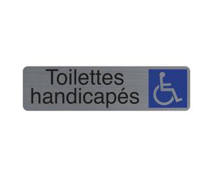Exacompta Plaque signalétique adhésive Toilettes Handicapés - Rectangle Gris / Bleu