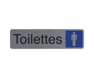 Exacompta Plaque signalétique adhésive Toilettes Homme - Rectangle Gris / Bleu