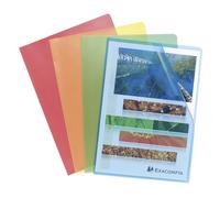Exacompta Pochettes coin A4 polypropylène grainé 12/100 - Couleurs assorties translucide - Boîte de 10