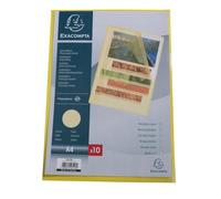 Exacompta Pochettes coin A4 polypropylène grainé 12/100 - Jaune translucide - Boîte de 10