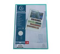 Exacompta Pochettes coin A4 polypropylène grainé 12/100 - Vert translucide - Boîte de 10