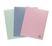 Exacompta - Réf. 88439E - Paquet de 3 Protège-documents Autentik - 40 pochettes grainées - 80 vues - pour A4 - dim 24 x 32 cm - couverture en polypro recyclé souple - 3 couleurs assorties