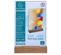 Exacompta Présentoir de document vertical A5 Cristal avec socle en bois - Transparent