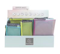 EXACOMPTA Présentoir de Pochette à fermeture éclaire en plastique souple Pop'N Co - Couleurs assorties