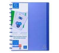 Exacompta Protège-documents amovible à anneaux 86352E – 60 vues (30 pochettes) A4 bleu translucide