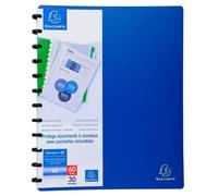 Exacompta Protège-documents amovible Réf. 86362E – 60 vues (30 pochettes) A4, couverture rigide bleu