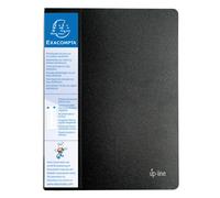 EXACOMPTA Protège-documents en polypropylène rigide avec porte étiquette 3 faces Up Line Opaque 20 vues - A4 - Noir
