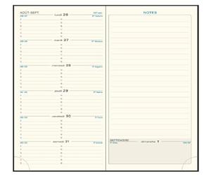 Exacompta Recharge Agenda semainier Espace 17 - 9x17,5cm - Janv à déc 2026 | La Semaine sur 2 pages, RDV par heure, Espace de note, Papier Ivoire Clairefontaine, Tranche dorée, Fabriqué en France