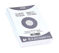 Exacompta Fiches bristol 10202E – 10×15 cm, petits carreaux, non perforées, lot 100, papier épais
