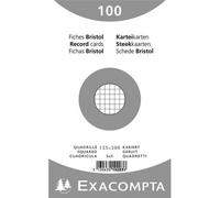 Exacompta - Réf. 10203E - Carton de 12 paquets de 100 fiches bristol quadrillées 5x5 non perforées - sous film - - format 125 x 200 mm - couleur blanc