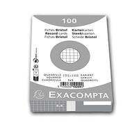 Exacompta - Réf. 10209E - Paquet de 100 fiches bristol quadrillées 5x5 non perforées - sous film - compatibles avec imprimante jet d'encre, laser et photocopieur - format 105 x 148 mm - couleur blanc