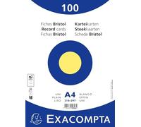 Exacompta - Réf. 10326E - Carton de 10 paquets de 100 fiches bristol unies non perforées - sous film - - format 210 x 297 mm - couleur jaune