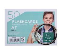 Exacompta - Réf. 10330E - Carton de 19 paquets de 50 Flashcards sous film + anneau - bristol ligné perforé - format A7 - couleur aléatoire : blanc, rose, bleu, jaune, vert