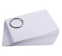 Exacompta - Réf. 10340E - Paquet de 50 Flashcards sous film + anneau - bristol ligné perforé - format A6 - couleur aléatoire blanc, bleu, jaune, rose, vert