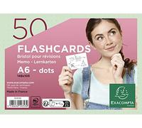 Exacompta - Réf. 10353E - Paquet de 50 Flashcards sous film + anneau - bristol dots perforé - cartes de révisions faciles à utiliser et à transporter - dimensions 148 x 105 mm format A6 - couleur vert